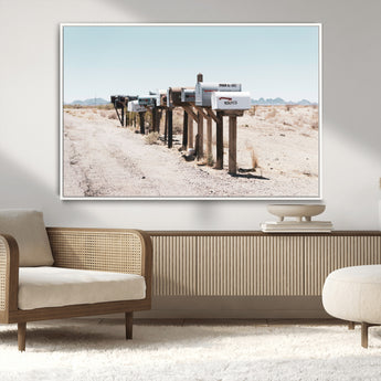 54616109-MGV-CV-36X24-Desert Mailboxes Wall Art – Rustic Rural Roadside Photography Canvas Print, American Southwest Landscape Home Decor for Living