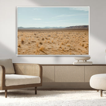 55918919-MGV-CV-36X24-Desert Landscape Wall Art – Golden Grass Plains and Mountain Horizon Canvas Print, Southwest Nature Photography Decor for Living