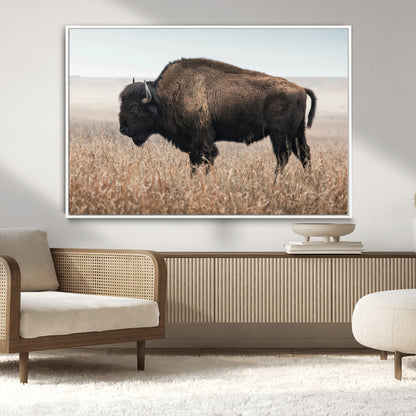 69909079-MGV-CV-36X24-Bison Wall Art – Majestic Buffalo Canvas Print in Prairie Grasslands, Rustic Western Animal Painting, Farmhouse Ranch Decor for