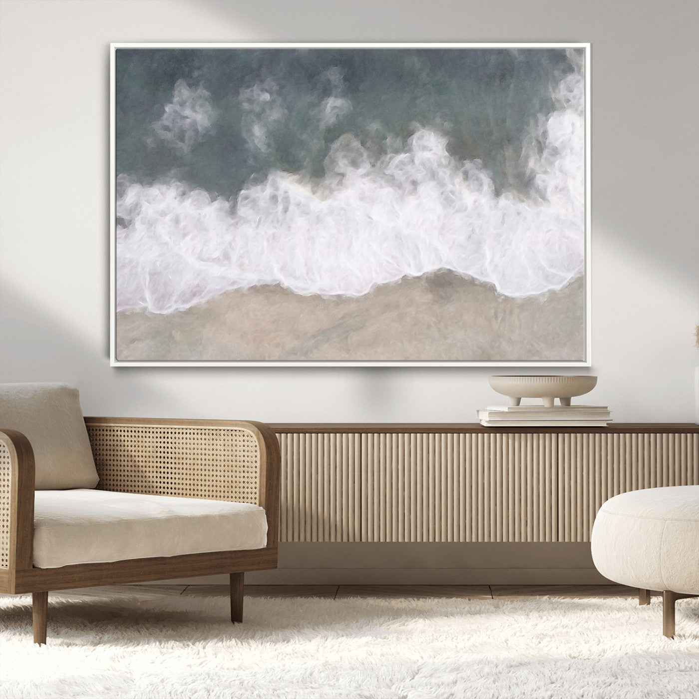 10072982-MGV-CV-36X24-Abstract Ocean Wave Wall Art – Coastal Beach Canvas Print, Minimalist Seascape Painting, Modern Ocean Inspired Artwork for Living