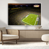 23655234-MGV-CV-36X24-Lambeau Field Stadium Wall Art – American Football Night Game Canvas Print with Packed Crowd and Lights – Sports Decor for Man