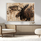 83505059-MGV-CV-36X24-Majestic Moose Wall Art – Rustic Animal Canvas Painting – Wilderness Wildlife Decor with Earthy Tones for Cabin, Lodge, Farmhouse,