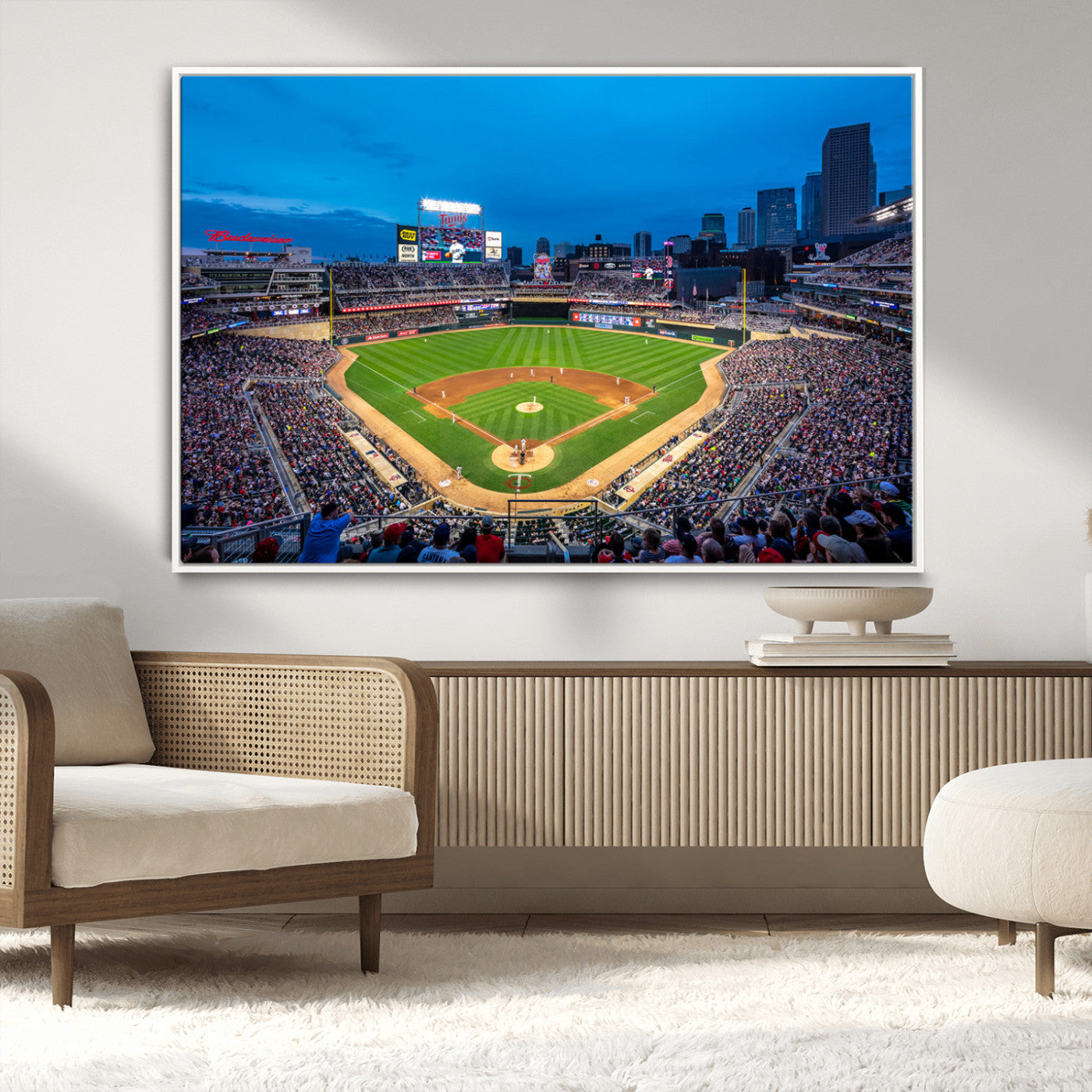 77273035-MGV-CV-36X24-Baseball Stadium Wall Art – Panoramic Evening Game Canvas Print, Sports Fan Decor for Man Cave, Office, Bar, or Living Room