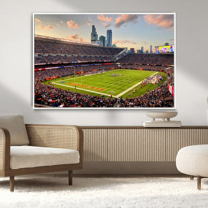 55377093-MGV-CV-36X24-Soldier Field Wall Art – Panoramic Chicago Bears Football Stadium Canvas Print, Game Day Sports Decor for Man Cave, Bar, Office,