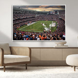 87578930-MGV-CV-36X24-Soldier Field Wall Art – Chicago Bears Football Stadium Sunset Canvas Print, Game Day Sports Decor for Man Cave, Bar, Office, or