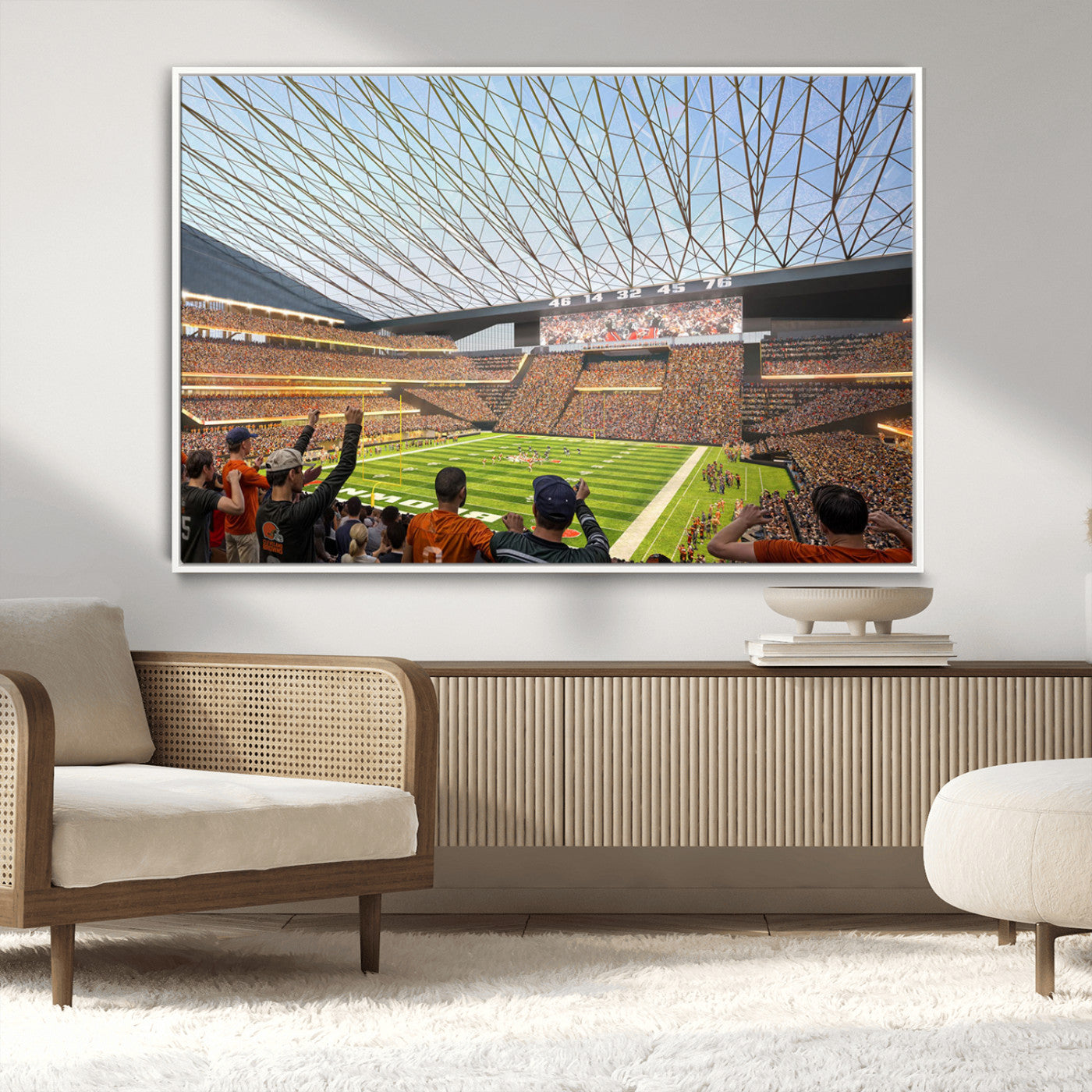 81960112-MGV-CV-36X24-Futuristic Football Stadium Wall Art – Modern Dome Arena Canvas Print, Chicago Bears Concept Design Sports Decor for Man Cave or