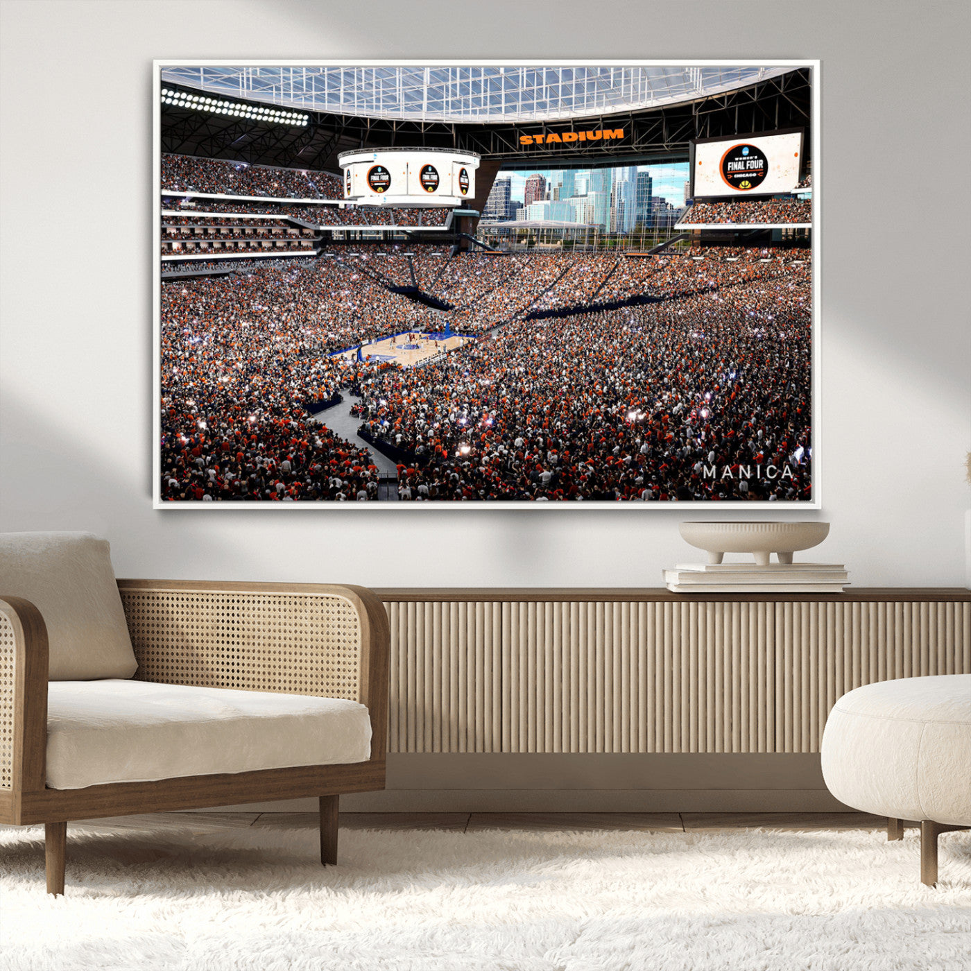 38616413-MGV-CV-36X24-Chicago Dome Stadium Wall Art – Futuristic Basketball Final Four Arena Canvas Print, Modern Sports Fan Decor for Man Cave or