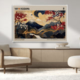 66892669-MGV-CV-36X24-Japanese Landscape Wall Art – Mount Fuji Canvas Print with Cherry Blossoms and Golden Waves, Traditional Asian Inspired Artwork