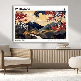 28945903-MGV-CV-36X24-Japanese Wall Art – Mount Fuji Canvas Print with Cherry Blossoms and Golden Wave Motifs, Traditional Asian Inspired Artwork for