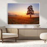 57919623-MGV-FC-36X24_White-Golden Sunrise Landscape Canvas Wall Art - Framed Misty Field Print, Large Nature Canvas for Living Room, Office, or Home Decor