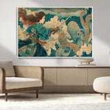 37943964-MGV-CV-36X24-Tsukioka Yoshitoshi Samurai Wall Art Print, Japanese Katana Warrior Canvas Wall Art, Octopus Sea Monster Canvas Print,