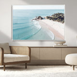 79395467-MGV-FC-36X24_White-Coastal Wall Art – Aerial Beach Canvas Print, Ocean Waves and Sandy Shore Photography Decor for Bedroom, Living Room, Office,