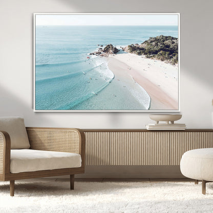 79395467-MGV-FC-36X24_White-Coastal Wall Art – Aerial Beach Canvas Print, Ocean Waves and Sandy Shore Photography Decor for Bedroom, Living Room, Office,