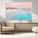 41613614-MGV-CV-36X24-Beach Sunset Wall Art – Pastel Ocean Canvas Print, Turquoise Water and Pink Sky Photography Decor for Bedroom, Living Room, Office
