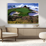22776914-MGV-CV-36X24-Golf Course Wall Art – Oceanfront Green Canvas Print, Coastal Pebble Beach Photography Sports Decor for Living Room, Office, Man