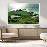 48473947-MGV-CV-36X24-Ocean Golf Course Wall Art – Panoramic Green Fairway Canvas Print, Coastal Golf Landscape Photography Sports Decor for Office, Man