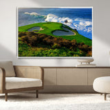 13644055-MGV-CV-36X24-Golf Wall Art – Oceanfront Green Canvas Print, Scenic Coastal Course Photography Decor for Bedroom, Living Room, Office, Sports