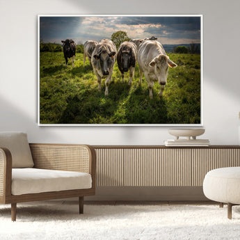 67277447-MGV-CV-36X24-Farmhouse Wall Art – Herd of Cows Canvas Print, Rustic Country Pasture Photography Decor for Bedroom, Living Room, Office, Ranch,