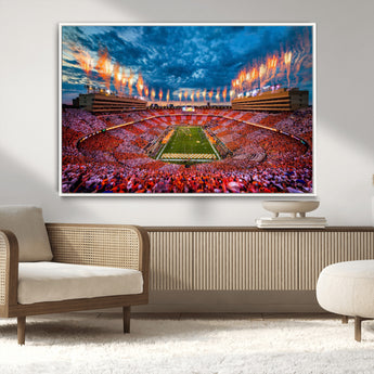 94266219-MGV-CV-36X24-Neyland Stadium Wall Art – Tennessee Volunteers Checkerboard Game Day Canvas Print, College Football Fireworks Decor for Man Cave