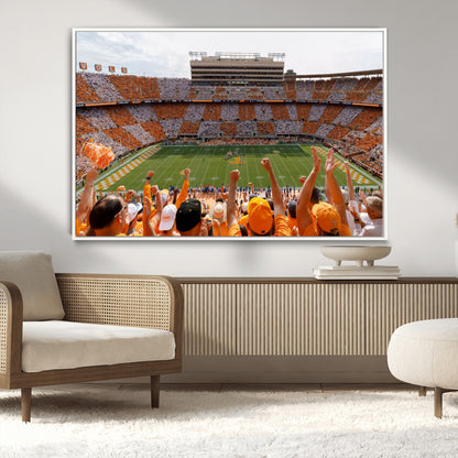 76011417-MGV-CV-36X24-Neyland Stadium Wall Art – Panoramic Tennessee Volunteers Checkerboard Crowd Canvas Print, Day Game Football Celebration Sports