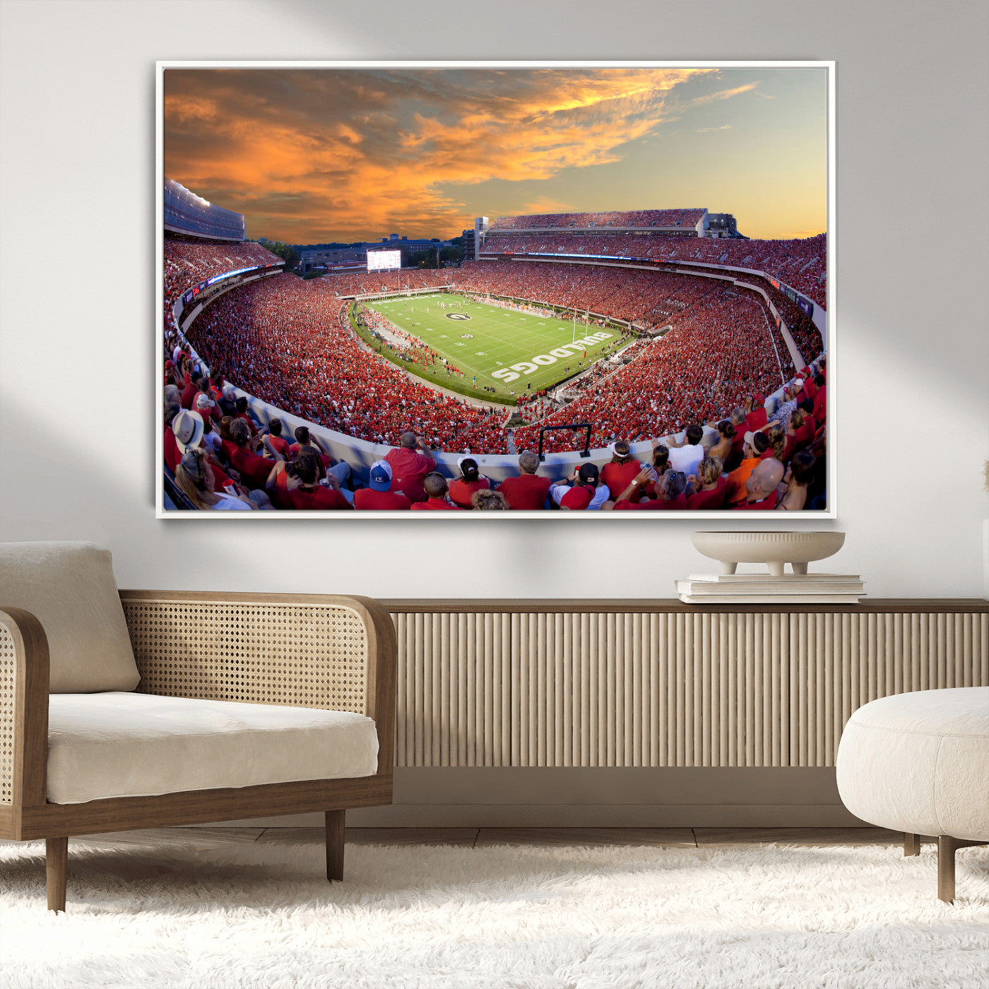 73680988-MGV-CV-36X24-Georgia Bulldogs Stadium Wall Art – Panoramic Football Field Canvas Print, Game Day Decor for Home, Office, Fan Cave, Sports