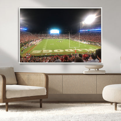 16230786-MGV-CV-36X24-Georgia Bulldogs Stadium Wall Art – Night Game Football Field Canvas Print, Panoramic Sports Decor for Home, Office, Fan Cave