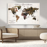 33631532-MGV-CV-36X24-Personalized World Map Wall Art – Dark Vintage Adventure Travel Map with Custom Names, Rustic Wall Decor for Couples, Home or