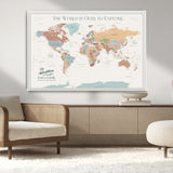69180591-MGV-CV-36X24-Personalized World Map Wall Art – Rustic Vintage Adventure Travel Map with Custom Family Names, Unique Wall Decor for Couples,