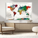 95876117-MGV-CV-36X24-Personalized World Map Wall Art – Colorful Watercolor Travel Map with Custom Names, Romantic Wall Decor for Couples, Wedding or