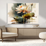 46359-MGV-CV-36X24-Lotus Blossom Wall Art Canvas Print, Framed Water Lily Art Picture Print, Zen Flower Perfect Zen Botanical Decor Artwork