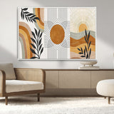 32359-MGV-CV-36X24-Modern Sun Wall Art Canvas Print, Framed Retro Horizon Art Picture Print, Sunburst Design Perfect Mid Century Boho Decor Artwork