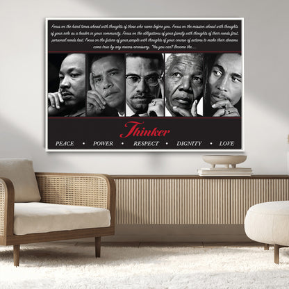 45112-MGV-CV-36X24-Black Icons Wall Art Canvas Print, Framed Thinker Art Picture Print, Motivational Quote Perfect Cultural Modern Decor Artwork