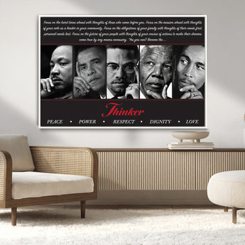 45112-MGV-CV-36X24-Black Icons Wall Art Canvas Print, Framed Thinker Art Picture Print, Motivational Quote Perfect Cultural Modern Decor Artwork