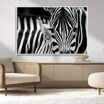 43631-MGV-CV-36X24-Zebra Wall Art – Black & White Safari Wildlife Canvas Print, Modern Animal Photography Decor for Living Room, Office, or Bedroom