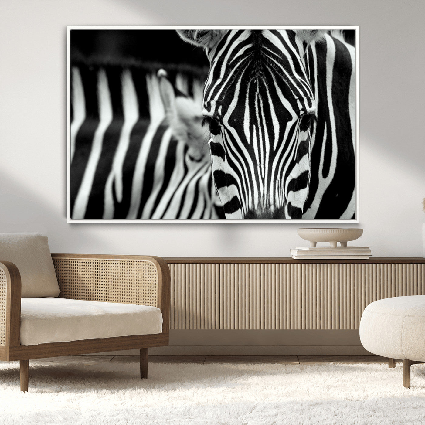 43631-MGV-CV-36X24-Black and White Zebra Wall Art – Modern Animal Print Canvas Artwork for Living Room, Bedroom, or Office Decor