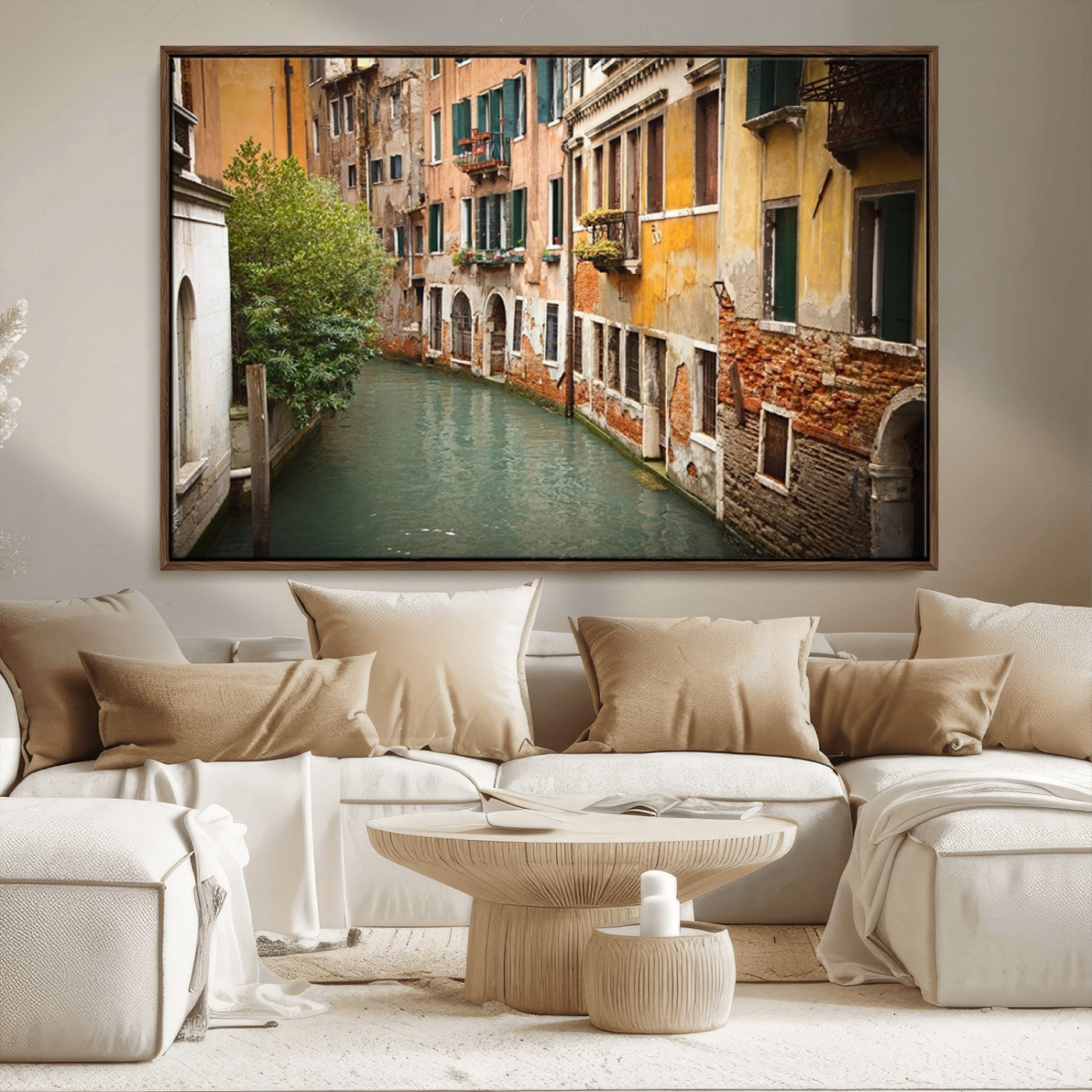 58407-MGV-CV-36X24-Venetian Canal Passage Wall Art – Vintage European Waterway Canvas Print, Historic Cityscape Decor for Office, Living Room, or Man