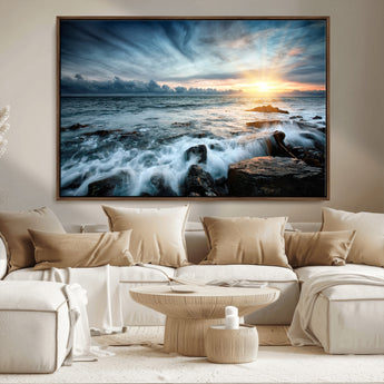 33428-MGV-CV-36X24-Ocean Sunrise Wall Art – Serene Seascape Canvas Print, Coastal Home or Office Decor, Perfect for Living Room, Bedroom, or Study