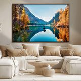 32962-MGV-FC-36X24_Walnut-Mountain Lake Wall Art – Tranquil Autumn Landscape Canvas Print, Nature Reflection Decor for Living Room, Bedroom, Office or Cabin