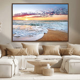 39560-MGV-CV-36X24-Sunrise Beach Wall Art – Vibrant Ocean Waves and Golden Sand Canvas Print, Seaside Coastal Decor for Living Room, Bedroom or