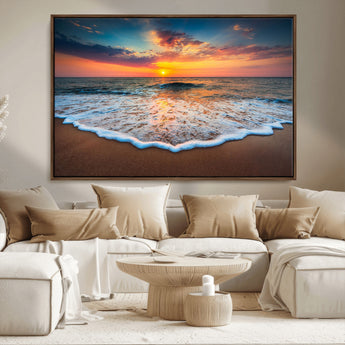 87032-MGV-CV-36X24-Ocean Sunset Wall Art – Stunning Beach Canvas Print with Vibrant Sky, Calm Waves, and Golden Horizon, Perfect Coastal Decor for