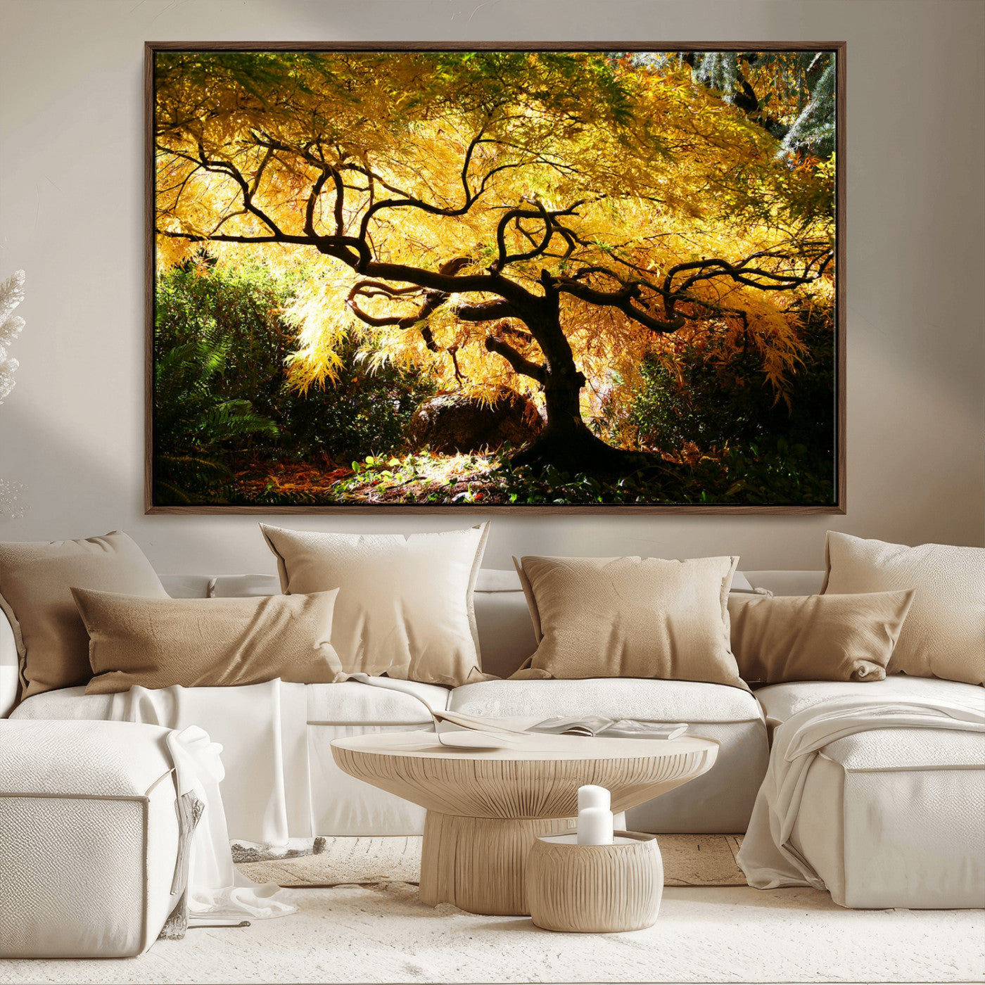 19067-MGV-CV-36X24-Golden Canopy Wall Art – Panoramic Autumn Tree Canvas Print, Warm Seasonal Decor for Living Room, Office or Garden Space
