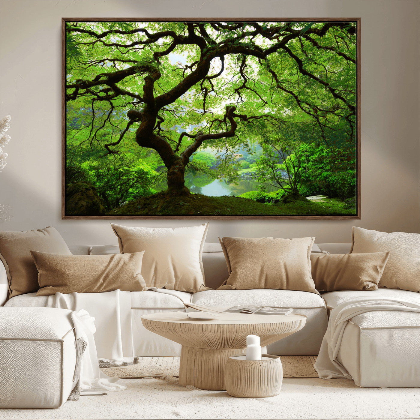 18094-MGV-CV-36X24-Emerald Canopy Wall Art – Panoramic Lush Green Tree Canvas Print, Serene Nature Decor for Office, Living Room or Meditation Space