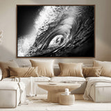 22702-MGV-CV-36X24-Black and White Ocean Wave Wall Art – Powerful Surf Curl Photography Canvas Print, Modern Coastal Decor for Living Room, Office or