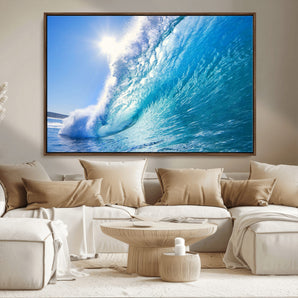 37494-MGV-CV-36X24-Ocean Wave Canvas Art – Stunning Blue Wave Photography, Coastal Wall Decor for Living Room, Bedroom or Office