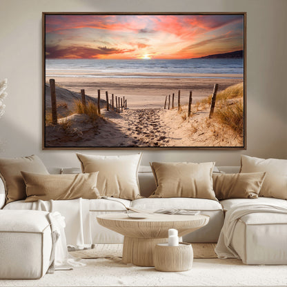 78111-MGV-CV-36X24-Sunset Pathway Wall Art – Panoramic Coastal Canvas Print, Tranquil Beach Decor for Living Room, Office or Bedroom