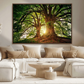 52150-MGV-CV-36X24-Majestic Tree Wall Art – Large Nature Canvas Print with Sunlight Through Branches, Rustic Forest Decor for Living Room, Bedroom or