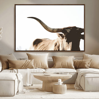 35866-MGV-CV-36X24-Texas Longhorn Wall Art – Rustic Western Bull Canvas Print, Farmhouse Animal Photography Decor for Living Room, Office, or Ranch