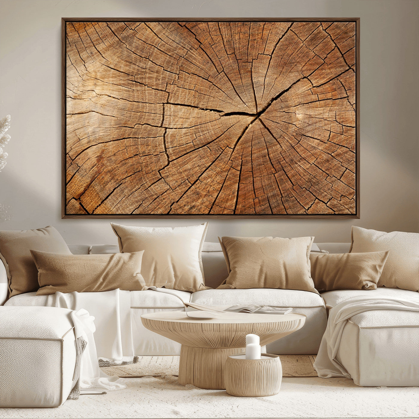 61710-MGV-CV-36X24-Tree Rings Wall Art – Rustic Wood Grain Canvas Print of Tree Trunk Cross Section, Nature Inspired Decor for Cabin, Office, Living