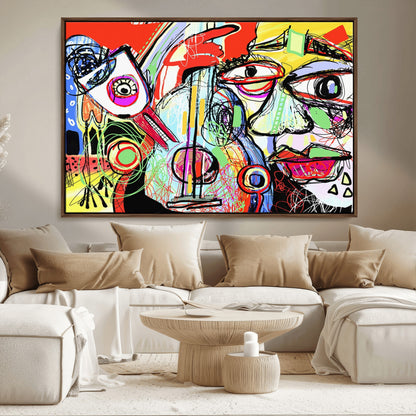 37796-MGV-CV-36X24-Picasso Style Wall Art Canvas Print, Framed Picasso Art Picture Print, Picasso Cubism Perfect Modern Abstract Decor Artwork