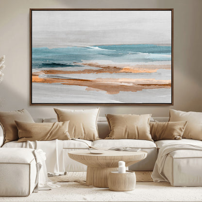 23430-MGV-CV-36X24-Abstract Coastal Wall Art – Modern Ocean Horizon Canvas Print, Minimalist Beach Scene Painting for Bedroom, Living Room, Office or